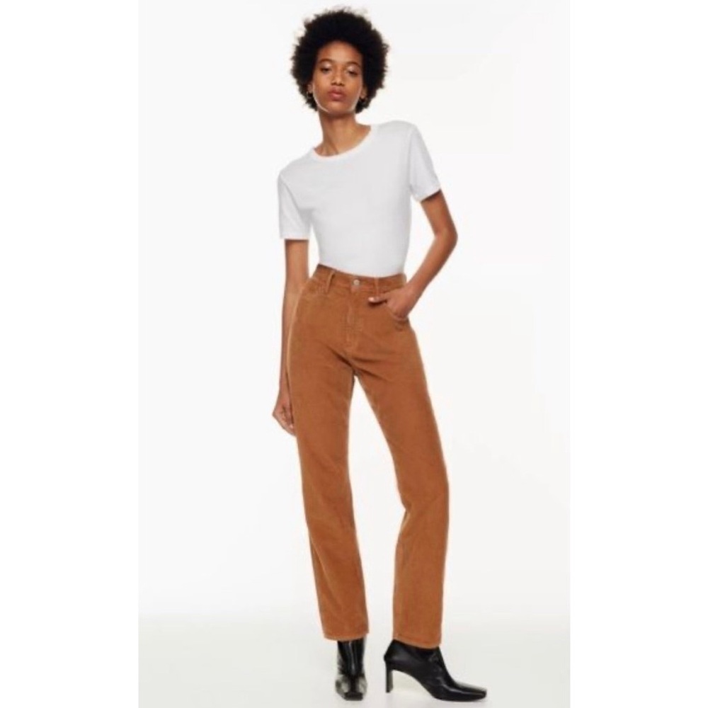 Denim Forum Aritzia The Joni High Rise Loose Brown Corduroy Straight Leg Pants